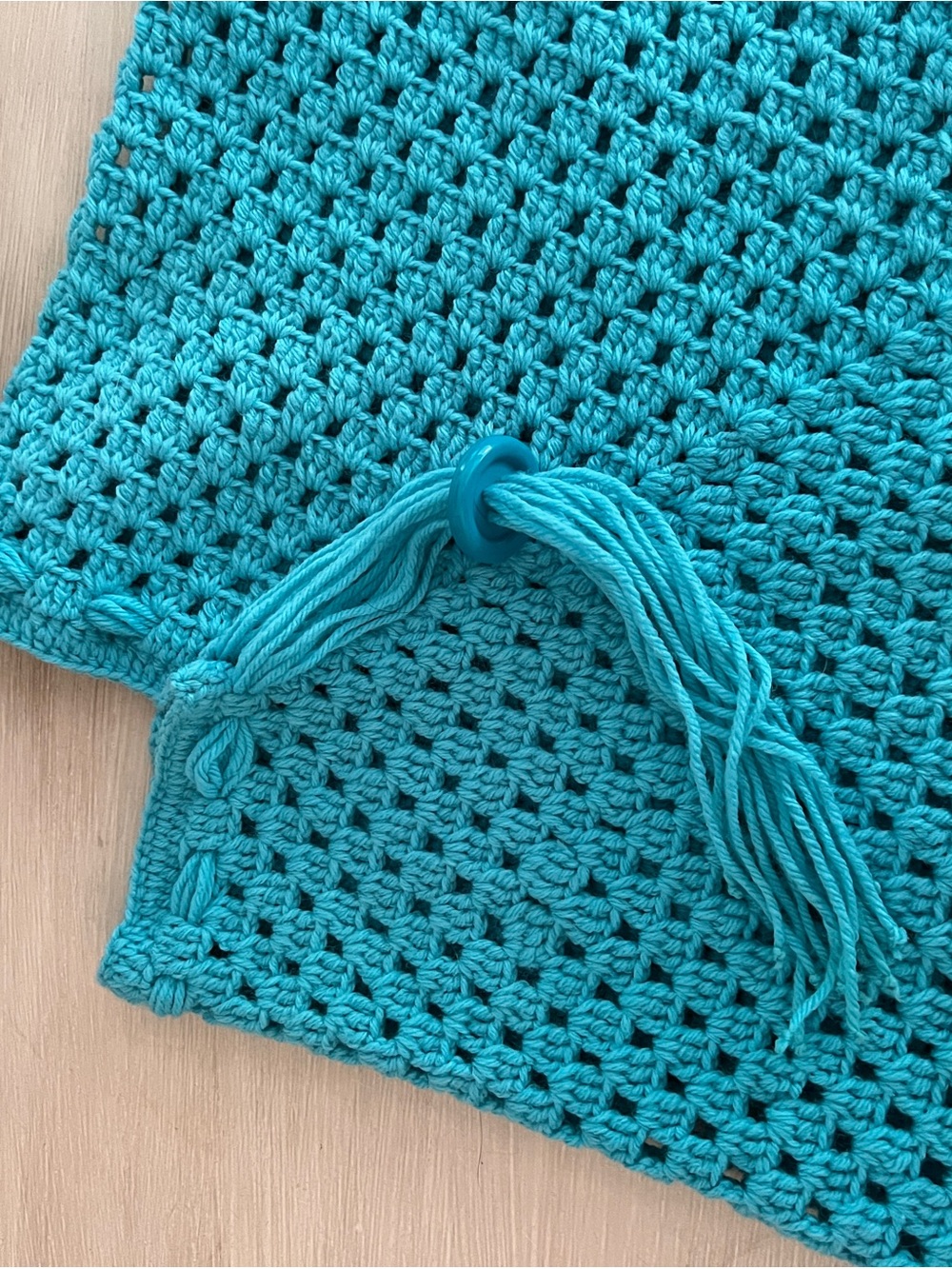 Handmade Teal Crochet Kids Poncho & Headband Set - Picture 5 of 9